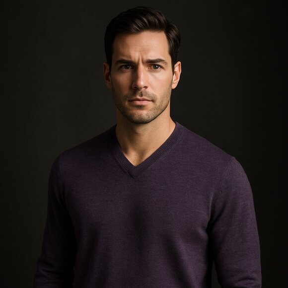 Peter Millar Purple Merino Wool V-Neck Sweater – Size Large - Picture 1 of 10